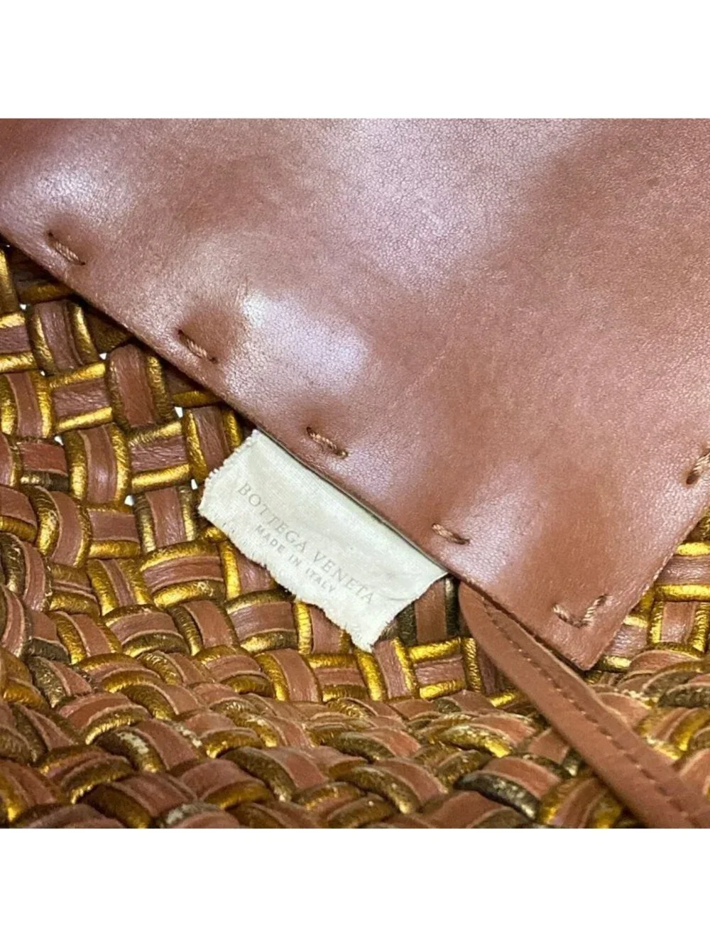Bottega Veneta Tote Cabas PM Brown Gold Limited Edition Leather